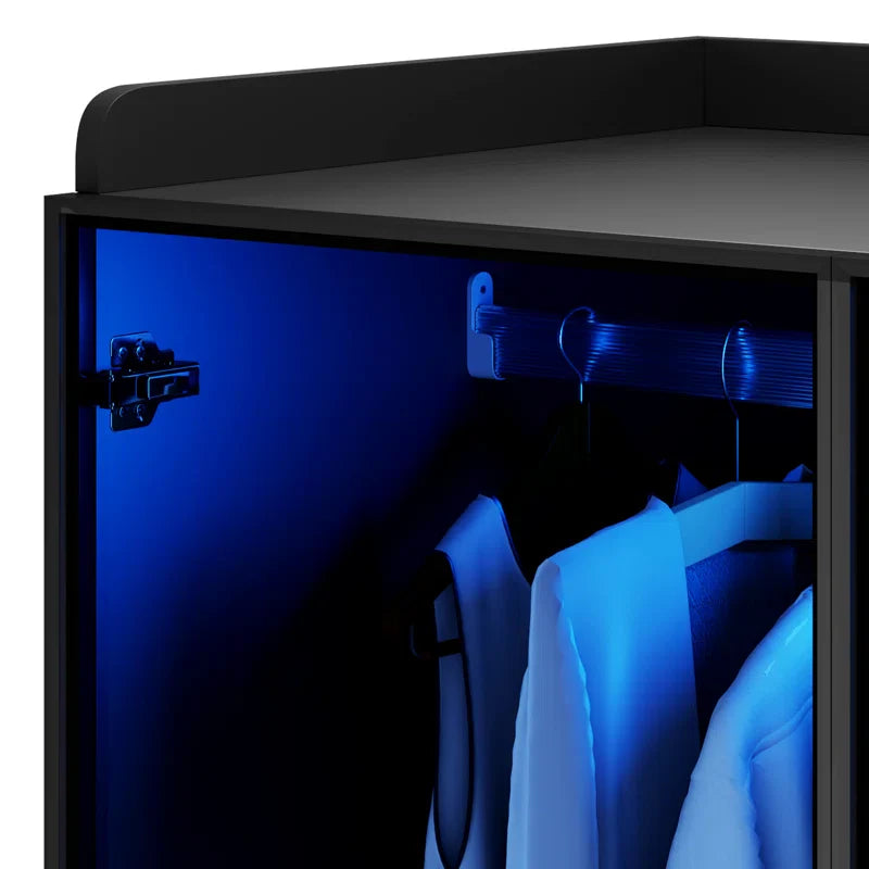 2-Door Wardrobe Armoire with LED Lights