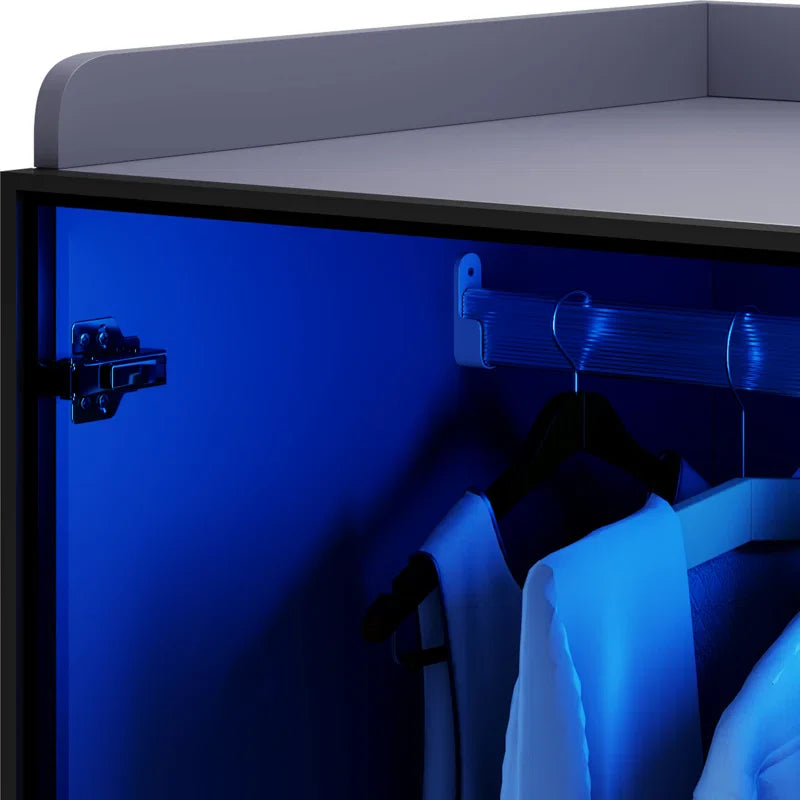 2-Door Wardrobe Armoire with LED Lights