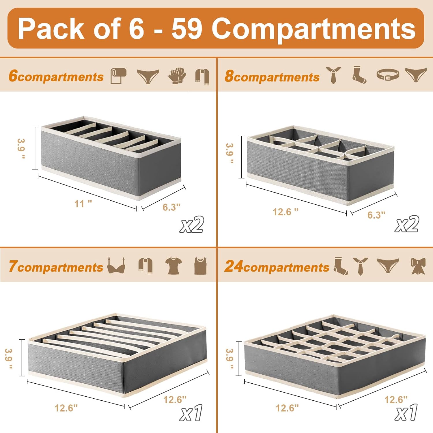 Wardrobe Undergarments Organizer and Storage Box