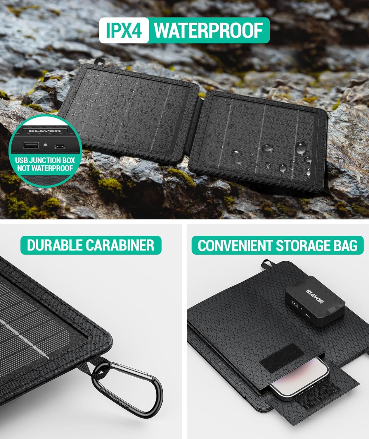 Foldable Solar Panel Charger with USB-C & USB-A Outputs