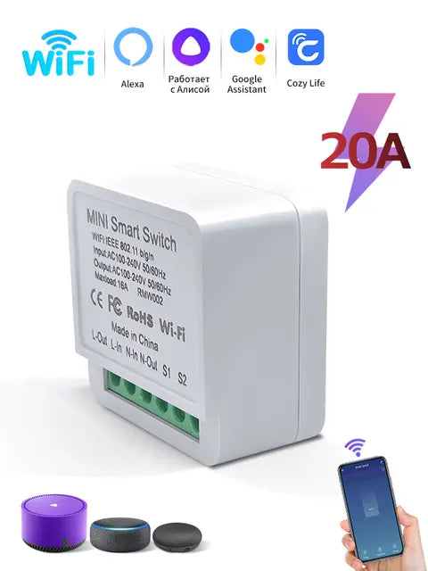 Mini Smart Switch Module 2-way Control Cozy Life APP Remote Control