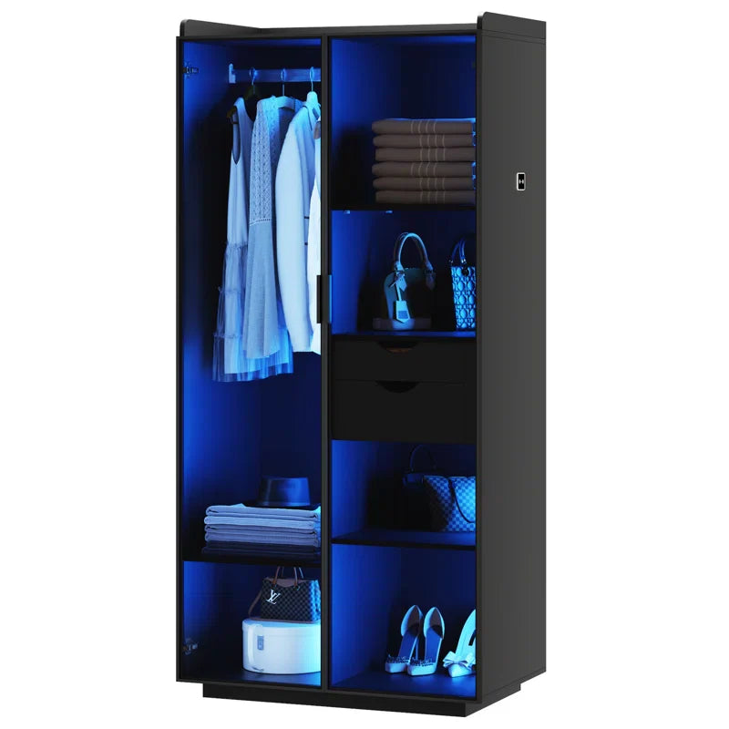 2-Door Wardrobe Armoire with LED Lights