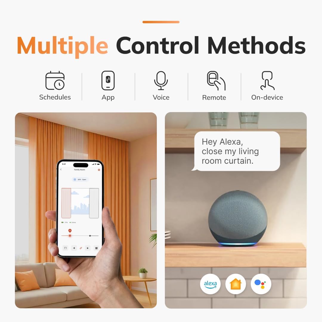 Motorized Smart Curtains with App & Voice Control