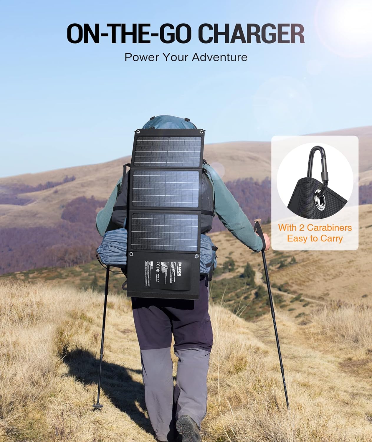 Foldable Solar Panel Charger with USB-C & USB-A Outputs