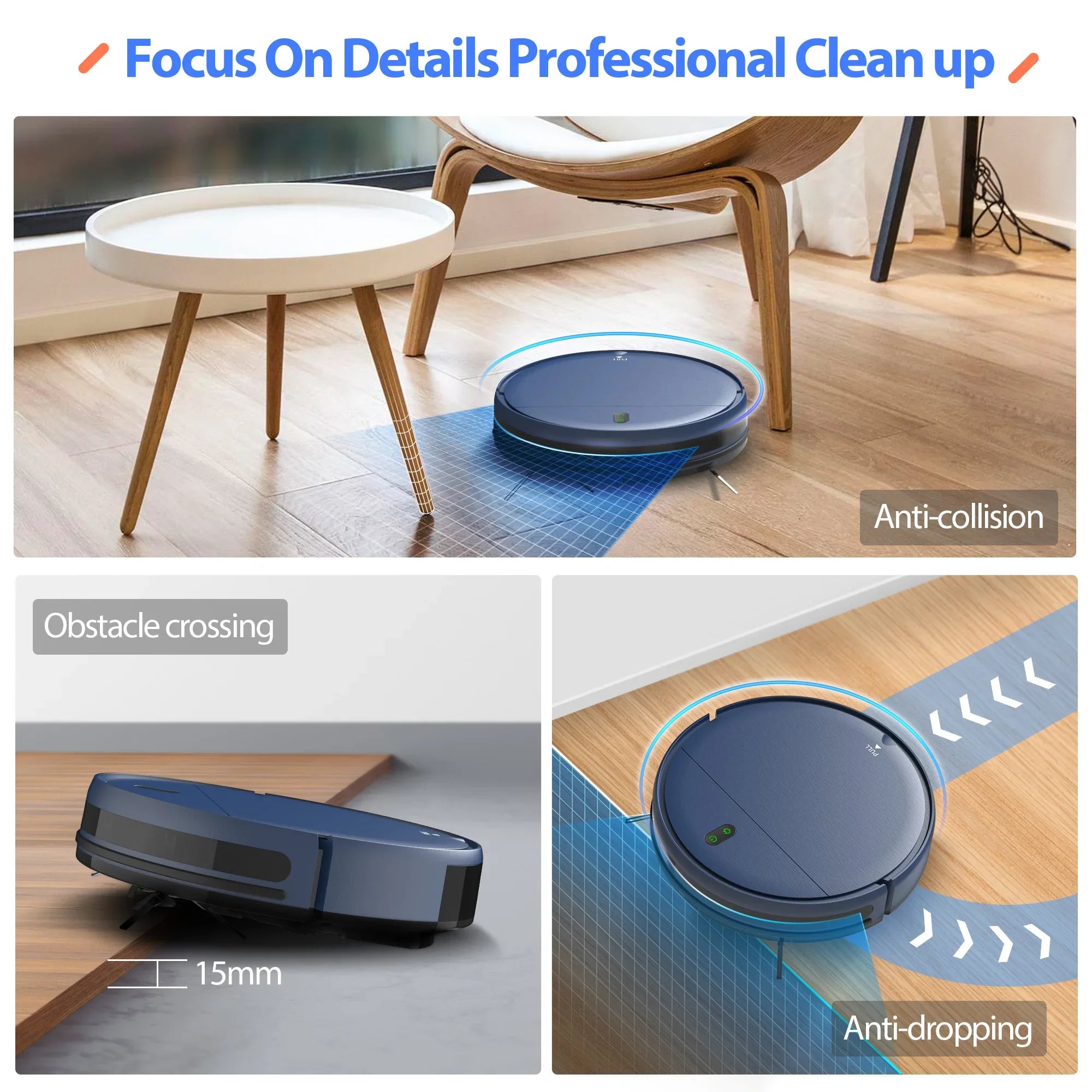 Robot Vacuum Cleaner 4500Pa Smart Home Sweeper Cleaning Machine