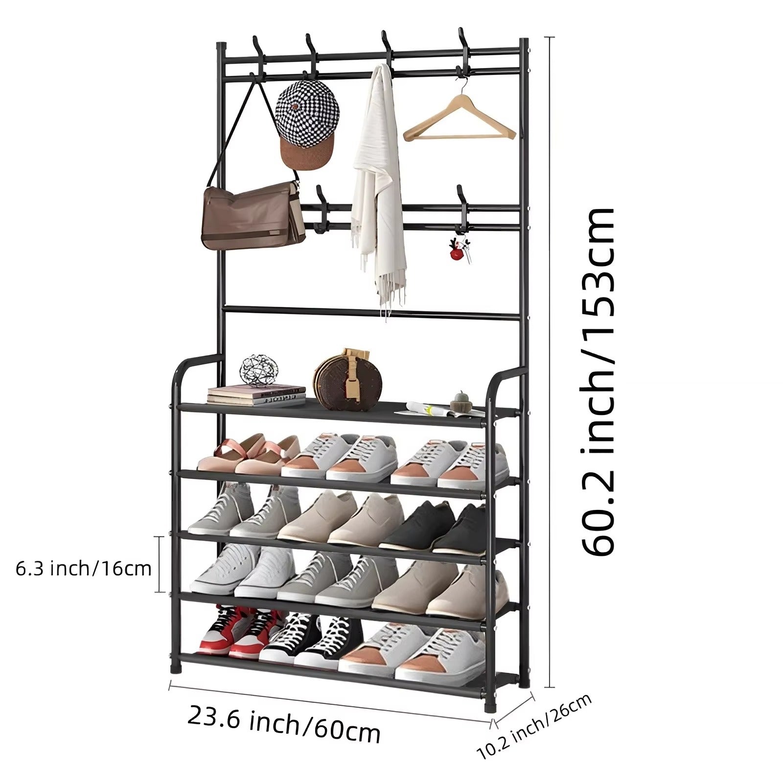 Clothes Hanger & Multi-Layer Shoe Storage Rack
